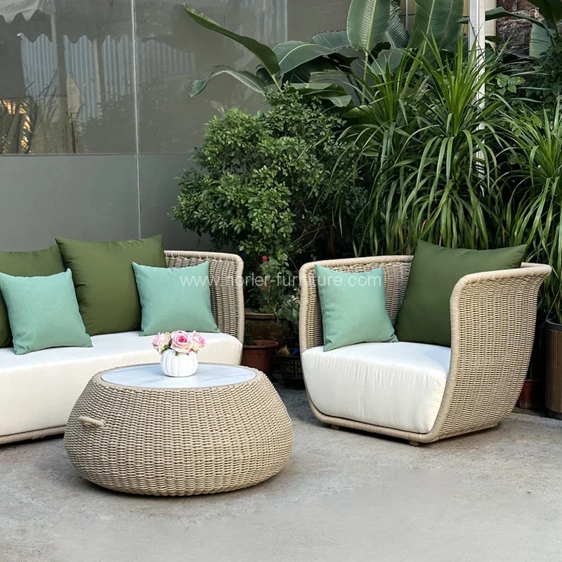 Mobilier de terasă în aer liber Set de grădină Canapea din frânghie: Unde designul modern se întâlnește cu durabilitatea în orice vreme