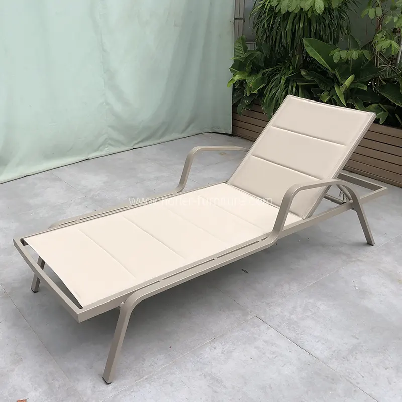 Durabil din aluminiu în aer liber textilen Sun Lounger