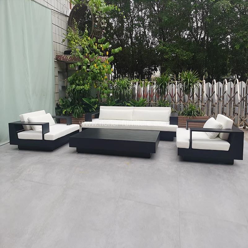 Canapea exterioară din aluminiu negru minimalist modern