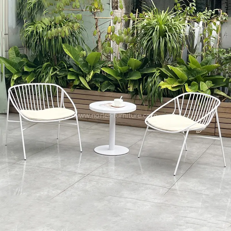 Set de grădină cu cadru alb din aluminiu modern în aer liber