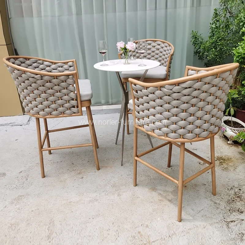 Set de bare de cereale din lemn periat din aluminiu în aer liber