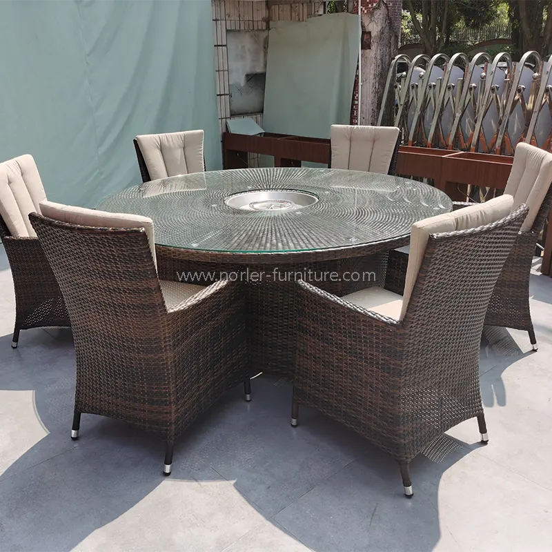 Set de mese moderne de aluminiu în aer liber, set de mese Rattan