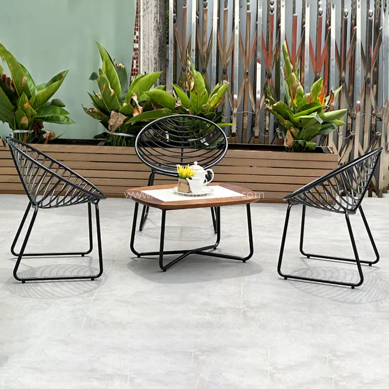 Set de balcon de cafea cu cadru din aluminiu rezistent la vreme în aer liber